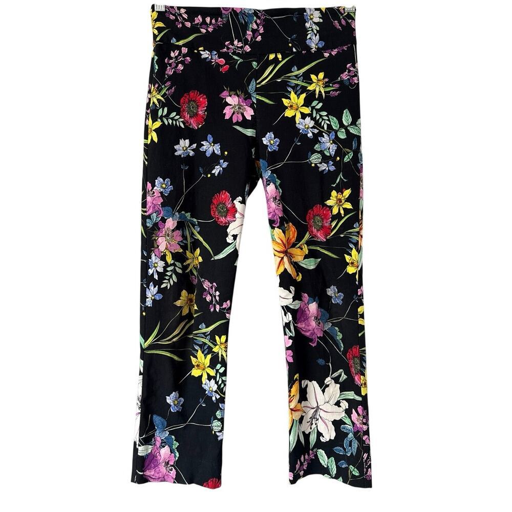 Joseph Ribkoff Cropped Multicolor Black Floral Pixie Pants Womens Size 4